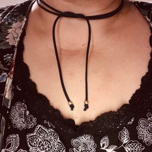 Leather choker/bolo necklace